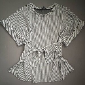 Express Black and White Striped Blouse